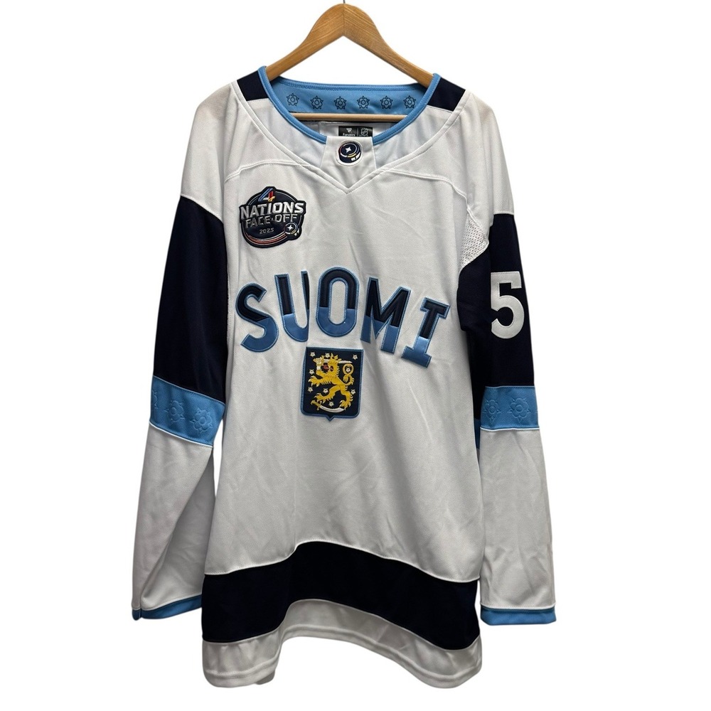 Fanatics Finland Suomi 4 Nations Face Off '25 Anton Lundell NEW Hockey Jersey 54